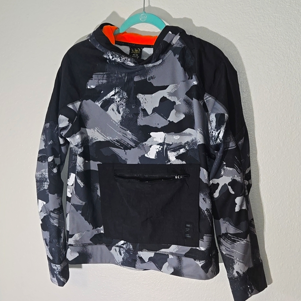 Athletic Works Boys Tech Fleece Black Pullover, Sizes 18 XXL